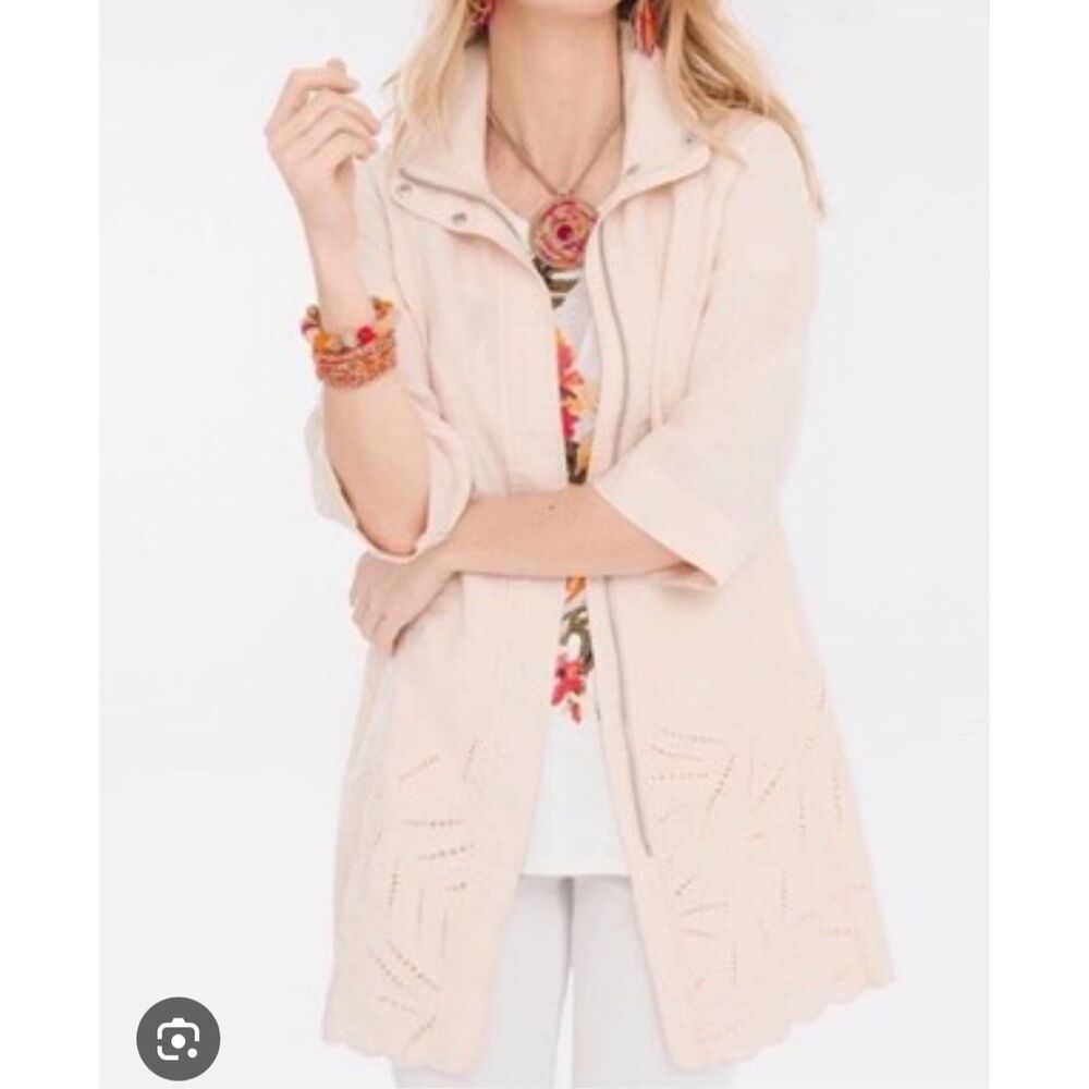 Chico's Light Pink Open Front Trench Coat